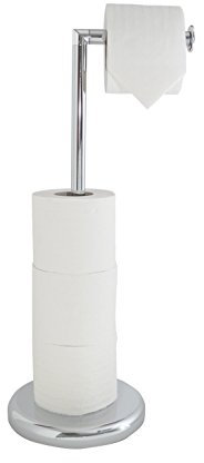 House & Homestyle Swivel Top Chrome Effect Toilet Roll Holder, Metal Loo Roll Keeper/Organiser, Stand Stores 4/5 Rolls – Silver (53cm x 23cm)