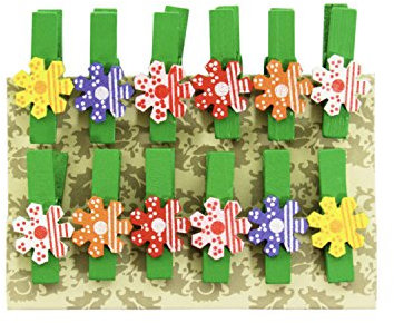 Oblique Unique Kleine Mini Holz Wäscheklammern Holzklammern Deko Klammern mit Motiv (Blumen 2)