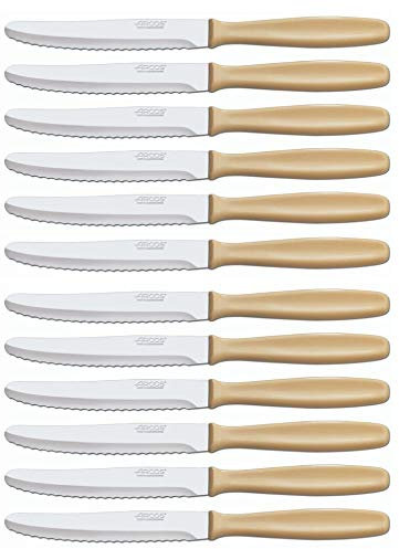 Arcos Table Messer - Box 12 Stück Tischmesser Tafelmesser - Klinge Nitrum Edelstahl 125 mm - HandGriff Polypropylen Farbe Braun (12 pcs)