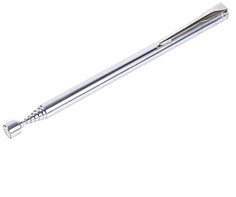 Magnetisches Teleskop-Aufnahmewerkzeug, 1 bis 2 Pfund Magnetstift, Langlebiger Magnetgreifer mit Taschenclip zum Auffinden von Bolzen, Muttern, Schrauben und Metallteilen(Silber)
