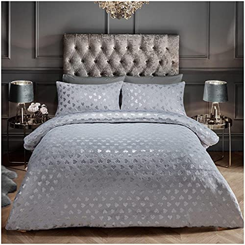 Funda de edredón de Forro Polar o sábana Bajera mullida, cálida y acogedora Ropa de Cama o sábanas, Doble, Gris