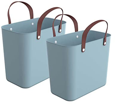 Rotho Albula 2er-Set Einkaufskorb, Kunststoff (PP recycelt), türkis, 2 x 25l, (40 x 23,5 x 34 cm), 2