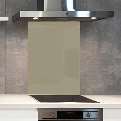 Premium 60 cm x 75 cm Dulux Old Time Olive Glass 6mm Kitchen Splashback Heat Resistant Toughened Polished Edges - Back Splash Back Coloured Hob Painted Tempered Splashback