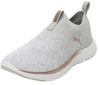 PUMA Women Softride Remi Slip-on Knit Wn's Zapatillas para correr en carretera, Ash Gray Puma White Rose Gold, 36 EU