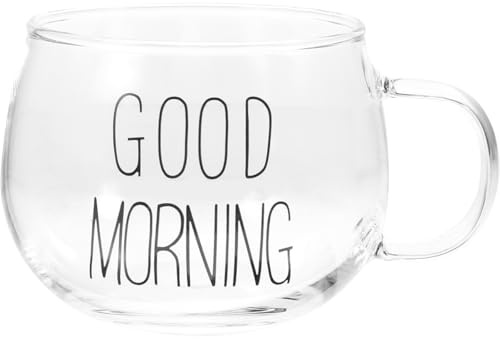 Healvian Tazza Di Vetro Trasparente 14.60Oz Con Manico Per Colazione Cereali Latte E Tè Uso Quotidiano Casa E Ufficio