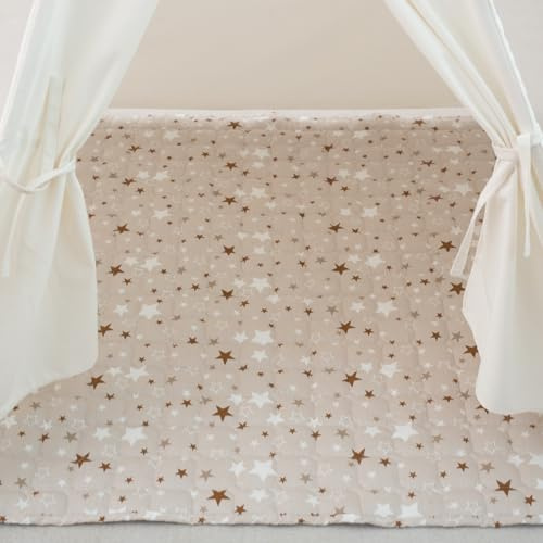 TreeBud Baby Play Mat, Non-Slip Baby Activity Padded Rug, Teepee Play Mat for Kids Toddlers (Gary - Star, 47.3x47.3 - Square)