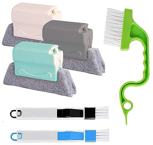 QeeHeng Spazzole per la pulizia delle scanalature delle finestre, 6 strumenti per la pulizia profonda della casa, strumento magico per la pulizia del davanzale delle finestre, per porte scorrevoli,