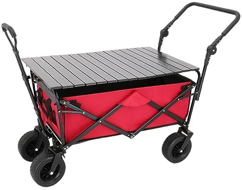 Faltbollerwagen Bollerwagen Handwagen Klappbarer Mehrzweckwagen Für Den Außenbereich Mit Tisch, Zusammenklappbarer Wagen, Mehrzweck-Gartenwagen, Rollender Einkaufswagen Faltwagen Strandwagen Transport
