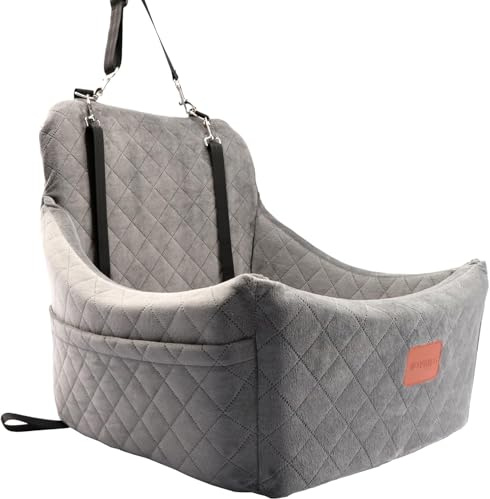 WOOAIDAGG Asiento de Coche para Perro de tamaño Mediano, Cama de Viaje para Mascotas con Canal para cinturón de Seguridad, Totalmente Desmontable y Lavable, con Correas Ajustables, 3 Correas fáciles
