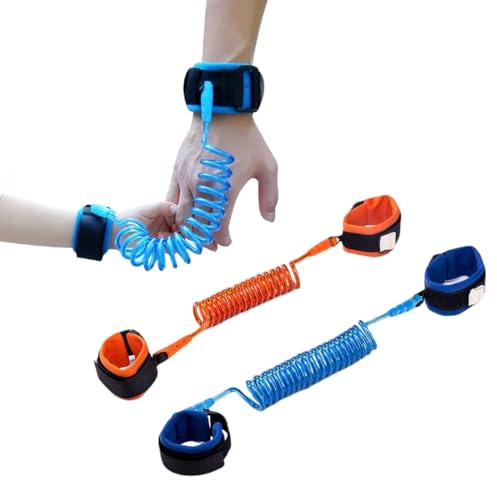 1.5M Correa Antiperdida para Niños, 2 PCS Arnés de Seguridad para Pulsera Niños Antiperdida Suave en Muñeca Cinturón Anti Perdida Correa Niños Paseo, Ajustable Arnés de Seguridad, protector cabeza