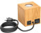 ledscom.de Tischlampe HITO, Schalter, USB, Echtholz (Gummibaum), quadratisch, hellbraun, 1x E27 max. 60W