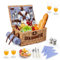 MINENICE Picknickkorb, Wicker Picknickkorb für 4 Personen mit Wasserdichter Picknickdecke und Besteckset, Picnic Basket mit Kühlfach für Camping, Outdoor, Party, Strand, Tagesreisen, Blau