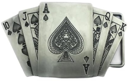 Royal Flush Belt Buckle for Men Poker Cards Belt Buckle, Straight Flush Belt Buckle Playing Cards Belt Buckle Lucky Royal Flush Belt Buckle Men’s Ace Spade Poker Belt Buckle Jewelry
