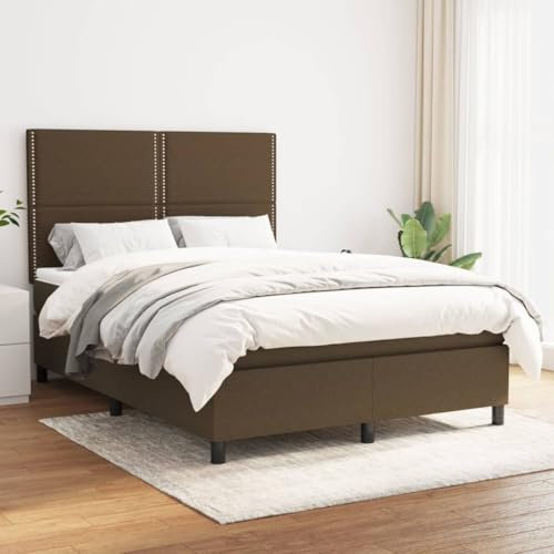 qohoio Boxspringbett mit Matratze Bett Mit Matratze Betten Boxspringbett Mit Matratze Schlafzimmer Bett Dunkelbraun 140x200 cm Stoff - 3141700