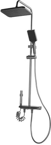 HEEPDD de Ducha Termostático Tolto de Grifo de Ducha de Alta Presión con Cabeza de Lluvia y Ducha de Mano para el Baño Gris