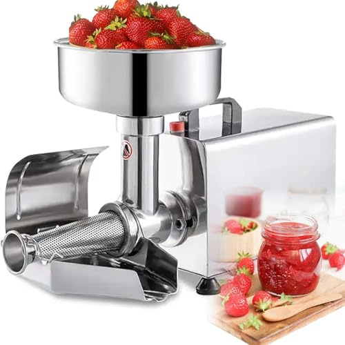 zhenmaster Pasapurés Profesional Eléctrico 450W con Tolva Extra Grande, Separador de Semillas, Filtro de Acero Inoxidable, Motor Potente, Ideal para Salsa de Tomate y Confituras Caseras