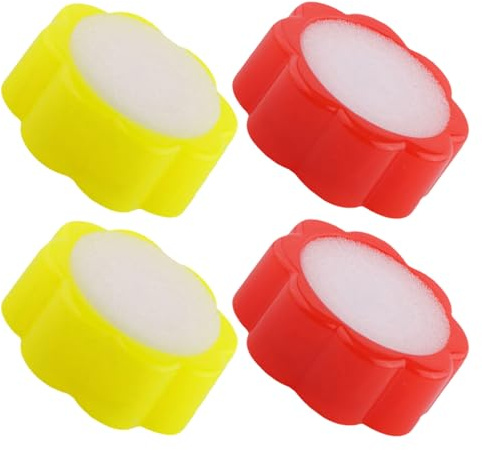Tofficu Humedecedor de Dedos para Contar Dinero Esponja en Forma de Flor, Set de 4 Piezas (2 Rojo 2 Amarillo), Compacto y Eficaz para Oficina y Bancos, Humectante de Papel para