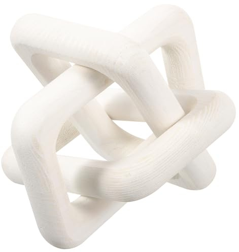 ASAKKURA Decorazione a Catena Nodi in Legno di Pino Bianco, Decorazione da Tavola da Parete per Soggiorno, Accessorio Rustico Compatto per Arredamento Casa e Tavolino da Pranzo