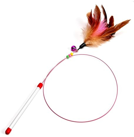 SGETHCH Interactive Cat Feather Teaser Wand with Bells for Indoor Cats