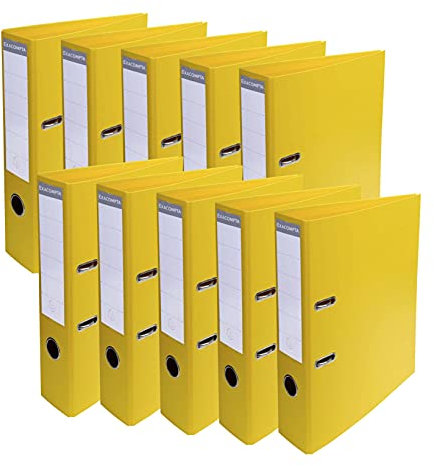 Exacompta 53749E 10er Pack Premium PVC-Ordner Prem´Touch. 7 cm breit DIN A4 Ringordner Aktenordner Briefordner Büroordner Plastikordner Schlitzordner gelb