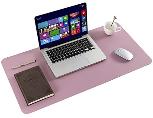 ARNTY Tappetino Proteggi Scrivania, in Similpelle PU, Doppia Facciata per Ufficio e Casa (Viola&Rosa, 60*35cm)