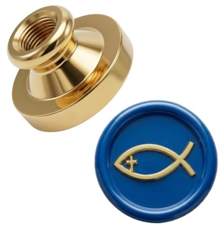 Vaxförsegling stämpel mässingshuvud ersättning, 25 mm, guld, Jesus kristen förseglingsstämpel, sigill vax stämpel (kristet kors fisk)