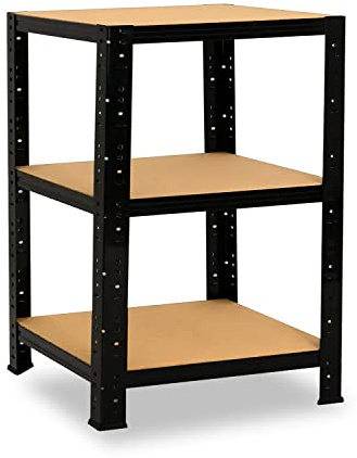 Scaffale® BLACKnero per carichi pesanti con 3 ripiani/Metallonero ciascuno 175kg di capacità/Mensola nera