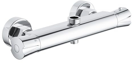 PURAGEIR Miscelatore termostatico rotondo per doccia a doppia uscita, ottone massiccio, montaggio a parete