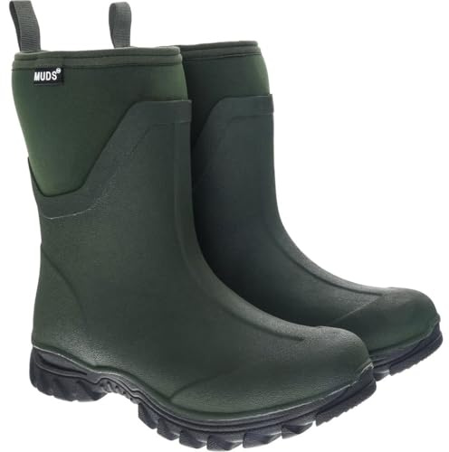 Muds Dovestone, Ladies Short Welly in Forest Green & Olive - UK Size 5
