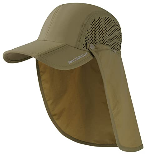 Bassdash UPF 50 + Cappello da Pesca Pieghevole Cappello da Baseball cap con Collo Rimovibile Flap Portatile per Uomini Donne Golf Escursionismo