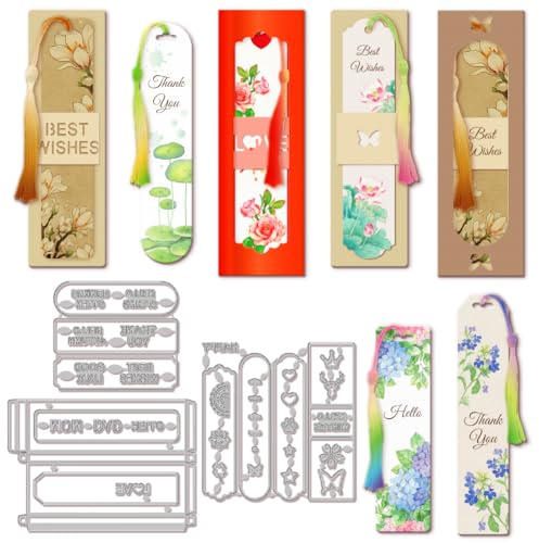 GLOBLELAND Fustelle per Segnalibri Stencil per Goffratura In Metallo con Parole di Benedizione Modelli per Fai Da Te Scrapbooking Album Fotografico Carta Decorativa per Goffratura 5.7x5x0.03 pollici
