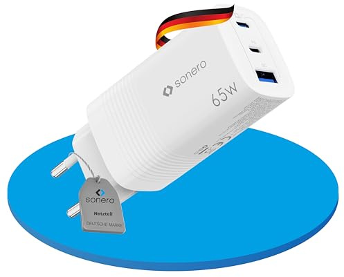 Sonero GAN Snabbladdare - 2 x 65W USB-C-Port, 1 x 27W USB-A-Port, Strömförsörjning, Mobilladdare, Vit