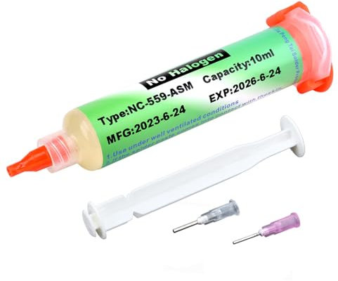 Flux Soudure,Flux Soudure Electronique,Pate A Souder, Avec Tige De PousséE,Flux de soudure électronique sans nettoyage LED SMD PCB BGA 138 ℃ (10 ml)