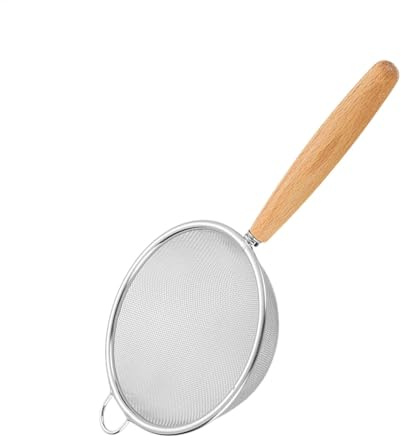 colador de malla de acero inoxidable, colador pequeño para cocina - Coladores de cocina con tamiz de malla | Tamiz de malla fina con mango de madera, colador de cocina, utensilios de cocina