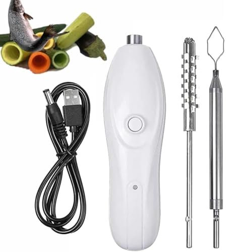 Elektrisk grönsaksborrmaskin, bärbar sladdlös zucchiniborrmaskin, handhållen fruktgrävare med 2 skärhuvuden, 30 W elektrisk vågskrapa av rostfritt stål, laddningsbar