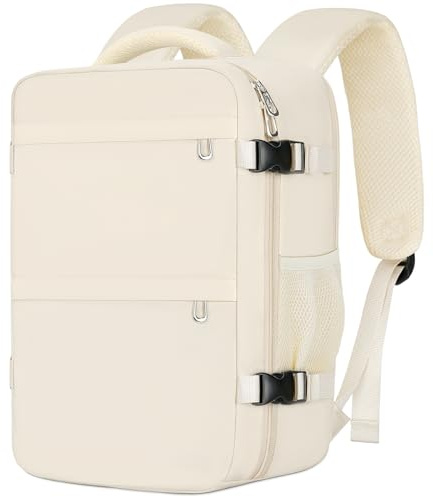 Cmezevi Cabin Bags 40x20x25 for Ryanair, Small Underseat Carry-ons Bag Hand Luggage Bag Travel Backpack Cabin Size 20L Fit 14 Inch Loptop Bags for Women Men with Trolley Sleeve - Beige