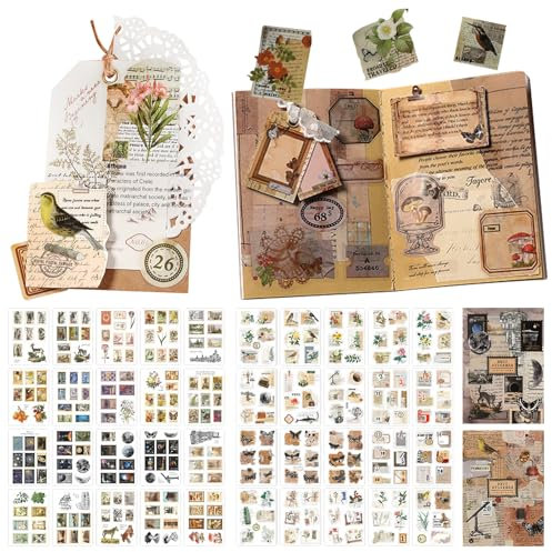 TYXHXTF 2PCS 20 Seiten Scrapbooking Sticker, Scrapbook Zubehör, Selbstklebend Aufkleber Set Verschiedene Muster, für DIY Fotoalbum Tagebuch Notizbuch Journal Kalender