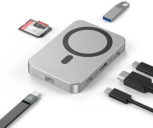 Zoravson Boîtier magnétique M.2 NVMe SSD et station d'accueil USB C avec ventilateur de refroidissement pour iPhone 16 15 Pro Max ProRes, adaptateur USB C 3.2 Gen2 10 Gbit/s vers NVMe, charge PD 100 W