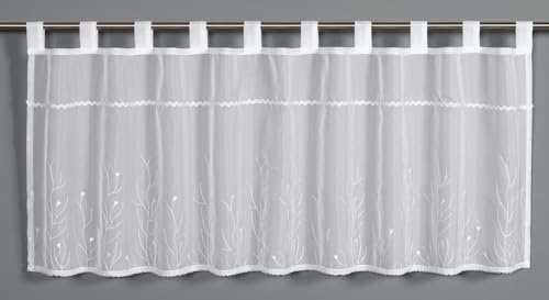 Sehlbach Bistrogardine Voile kvistbroderi, Vit, 135 x 45 cm Bistrogardine, Kvistbroderi, Genomskinlig, Enkel dekoration, Oeko-Tex certifierad