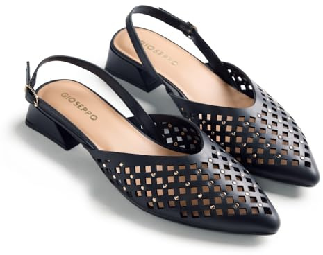 GIOSEPPO Lagos, T-Strap Donna, Nero e Bianco, 40 EU