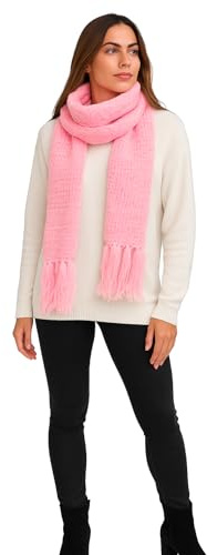 DiseLio | Bufanda de Lana Color Rosa para Mujer 165x22 cm fina, ligera – Ideal como prenda decorativa de invierno Complemento de Moda para mujeres