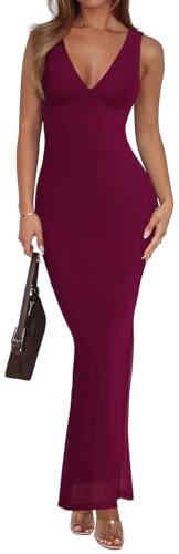 REORIA Women's Summer V Neck Sleeveless Wedding Guest Maxi Dress Sexy Mesh Bodycon Long Dresses | REORIA Women's Summer V Neck Sleeveless Maxi Dress Sexy Long Dresses