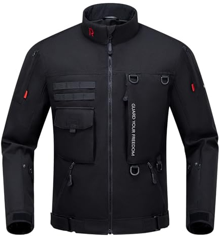 RIDEIRON Chaqueta de Moto Hombre Invierno CE Class A con Hombreras y Coderas (CE-2) Forro Extraíble Protección Cortavientos para Motocicleta Negro S