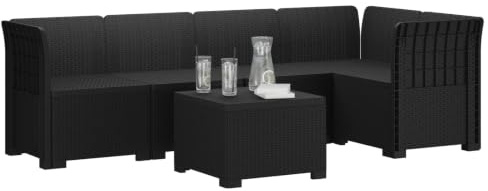 vidaXL 5-Sits Trädgårdsoffa Rattanlook PP Antracit