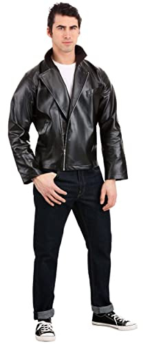 Men's Plus Size Grease T-Birds Costume, Black Biker guy Halloween Costume for Men 2X