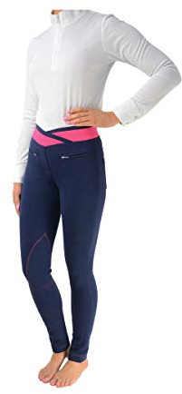 HyPERFORMANCE Womens/Ladies Brixton Elasticated Jodhpurs (28in) (Navy/Raspberry)