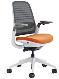 Steelcase Series 1 Office Chair, Hard Floor Casters, Adjustable Lumbar,Textile,Graphite/Pumpkin