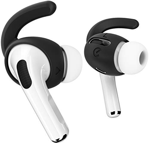 Keybudz EarBuddyz Silicone Earphones Attachments for Apple AirPods Pro, EarPods Headphones Earphones Accessories, Ear Hooks, Ear Hooks, Non-Slip, Sports, Black