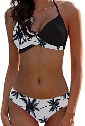 JFAN Bikini Elegante Traje de Baño Conjunto Bañador Halter Sexy Sólido para Mujer Ropa de Playa Traje de Baño Bikini Sets Talla Grande