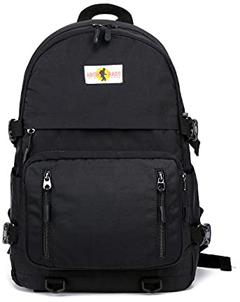 FANDARE Casual Backpack College School Bag fit 15.6 inch Laptop Girls Boys Daypacks Rucksack for Campus Hiking Camping Travel Outdoor Activities Waterproof Nylon Black
